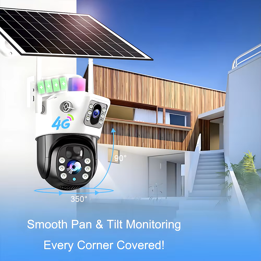 كاميرا مراقبة تعمل بالطاقة الشمسية لاسلكية خارجية ، رؤية ليلية ، حماية أمنية CCTV